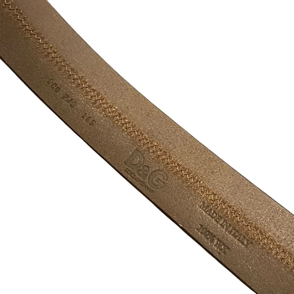 DOLCE &‎ GABBANA Italy Brown Leather Men’s Belt Double Holes